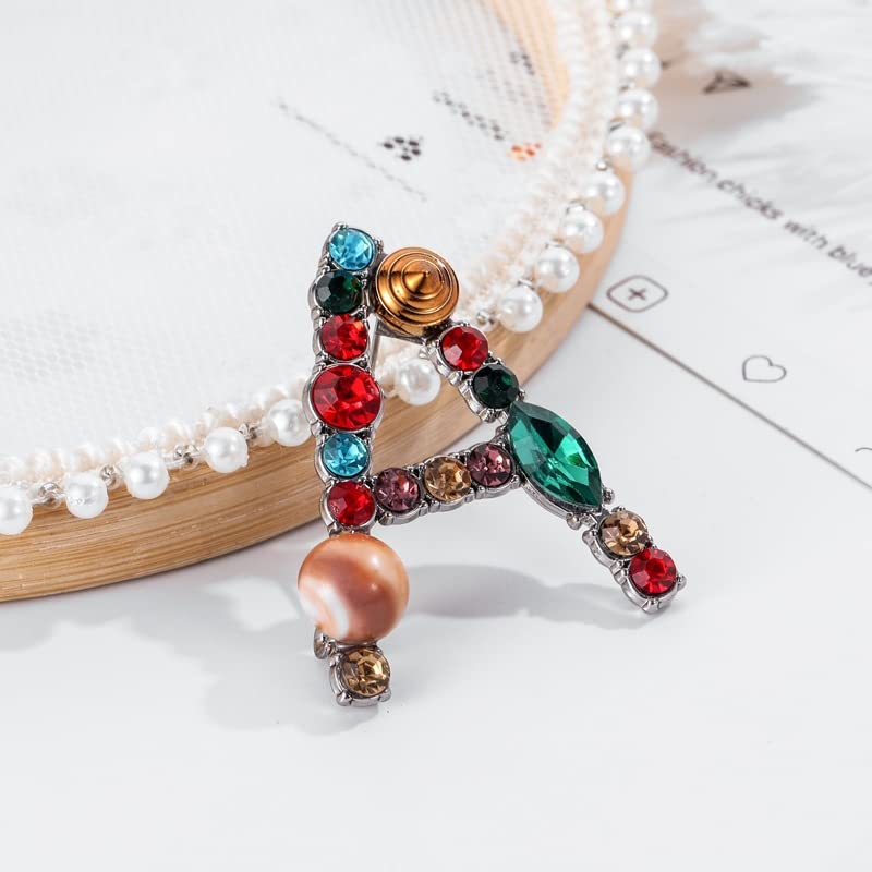 Initial Letter Brooch Bling Pin Jewelry Xmas Present Crystal Pearl Brooches Christmas Gift3
