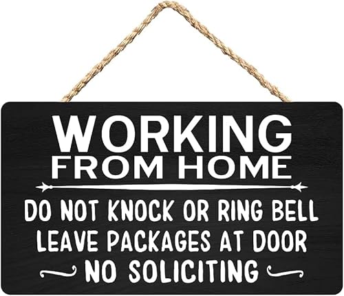 Wooden Signs/Working from Home Sign Do Not Knock or Ring Bell Leave Packages at Kitchen Cafe Pub Decor, No Soliciting Wood wal Art, Rustic Wood Decor Gift 8x12 INCH