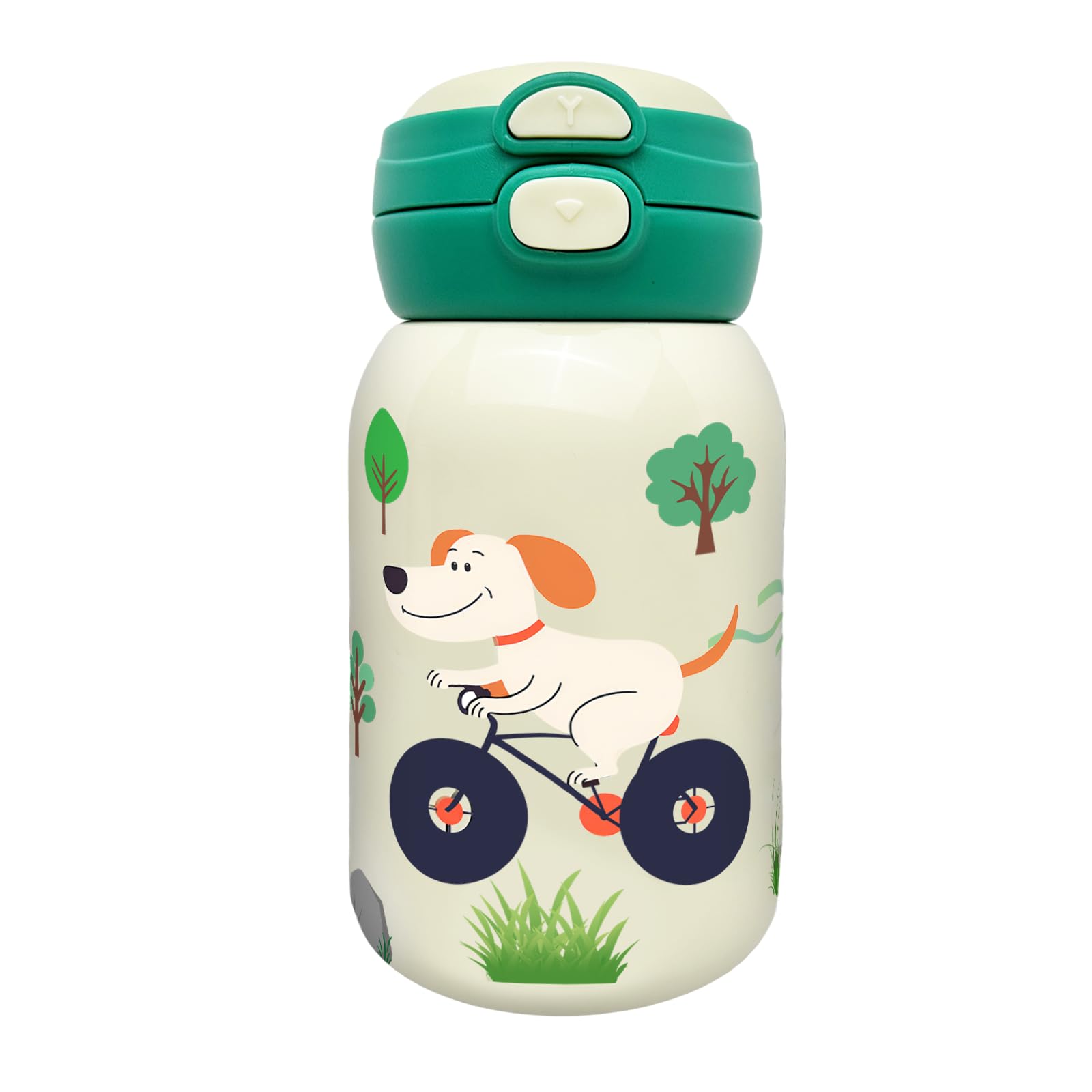 Kids Water Bottle for School Stainless Steel Insulated Water Bottle with Pop-Open Straw Spout 2-in-1 Lid Leakproof and