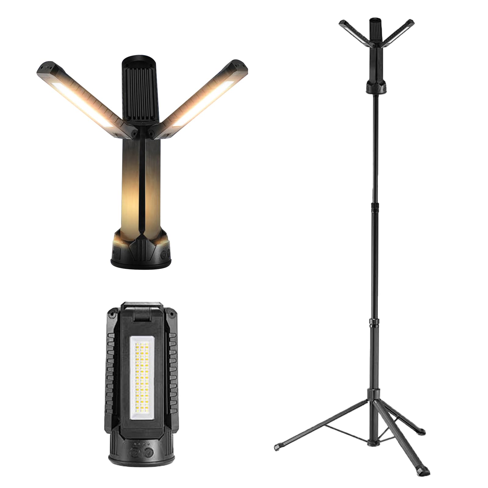 Przenośna lampa robocza LED z regulowanym stojakiem, konstrukcja z trzema ostrzami, bateria 9000 mAh, idealna na kemping i sytuacje awaryjne, świetne światło robocze
