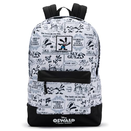 Disney Store Official Oswald the Lucky Rabbit Backpack - Black & White Backpack with an Allover Print Pattern of Oswald & Ortensia - Perfect Disney Gift for Fans of Iconic Character Backpacks & Merch