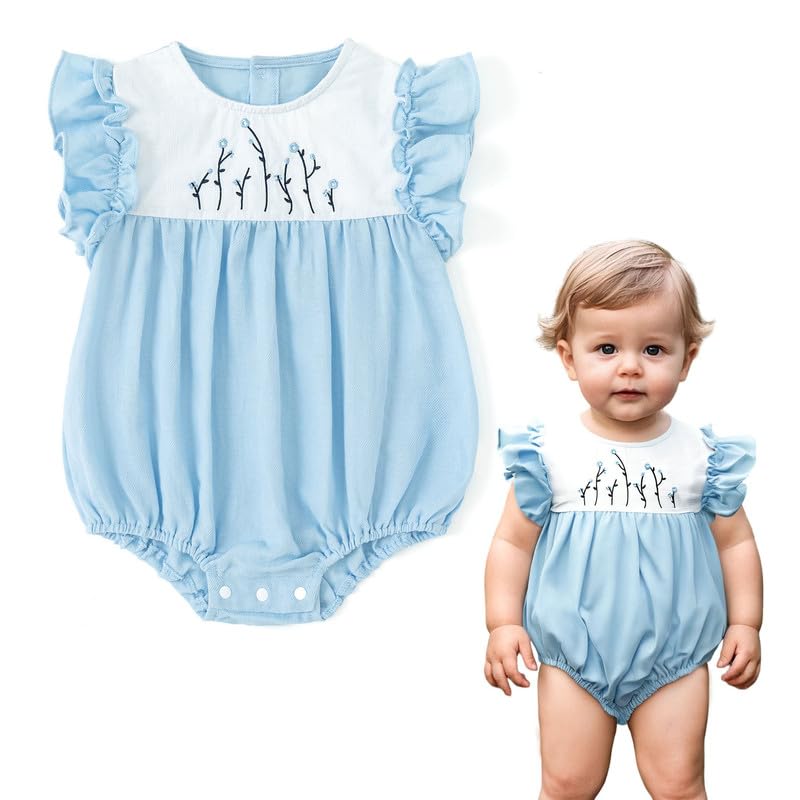 Image of Simplee kids Baby Boys Girls Ruffle Romper Summer Outfit Jumpsuit Linen Bodysuits