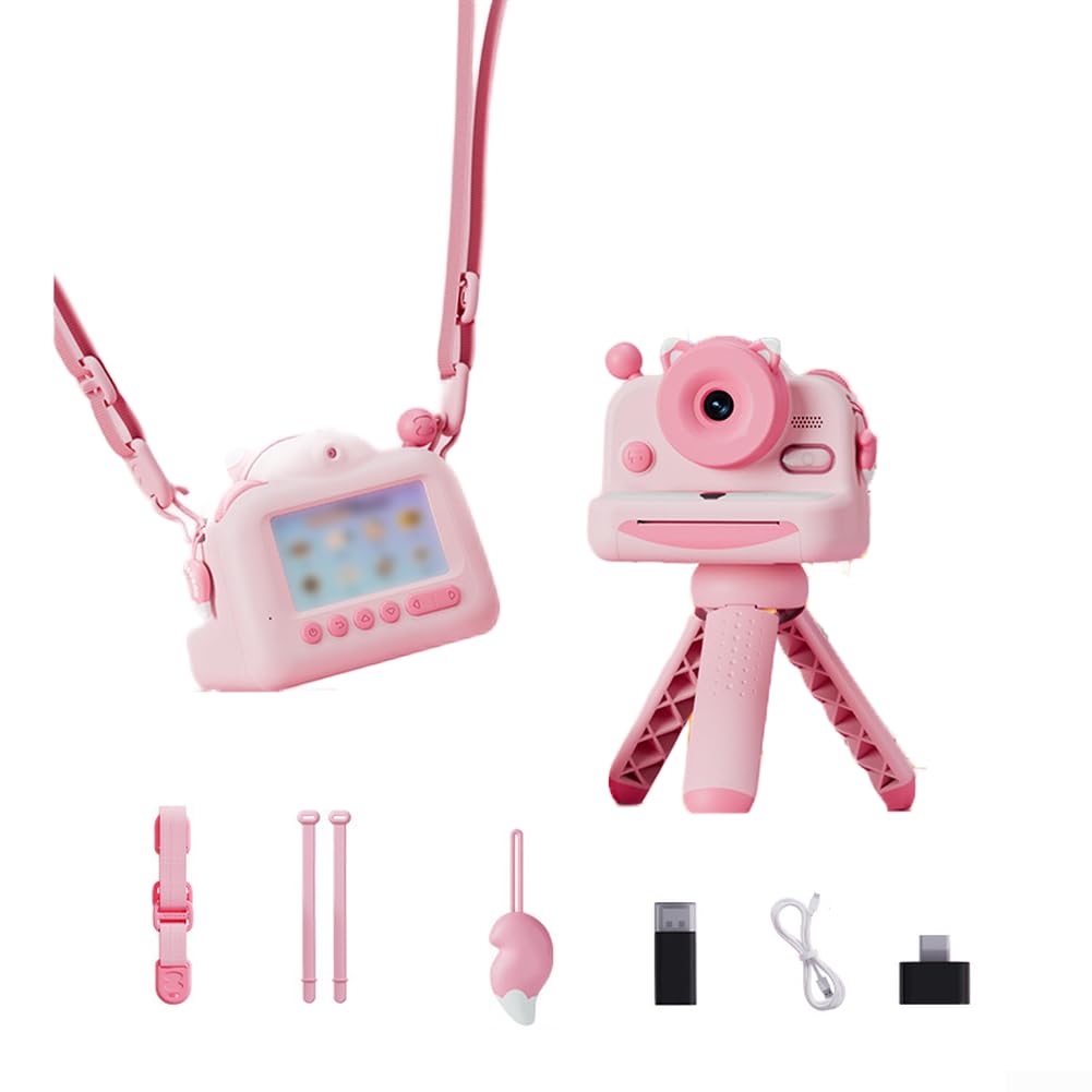Stampante per fotocamera touchscreen, per foto termiche istantanee con WiFi, fotocamera digitale HD per bambini con funzioni video creative e divertenti (rosa)