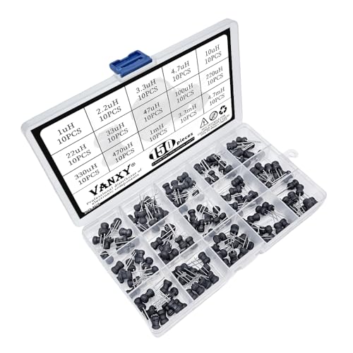 150pcs 15 vlaues 1uH-100mH 6 * 8 mm 0608 Inductor Pure Copper I-Shaped Inductor 1uH 2.2uH 3.3uH 4.7uH 10uH 22uH 33uH 47uH 100uH 220uH 330uH 470uH 1mH 3.3mH 4.7mH Radial Power Choke Inductors Kit