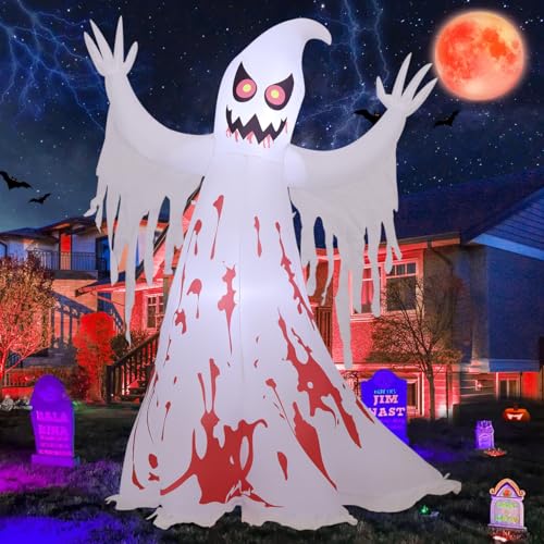 Image of GOOSH 8.2 FT Giant Halloween Inflatable Ghost - Outdoor Blow Up Yard Decoration with Bright LED Lights, Weather-Resistant, Fast Inflation, Great for Party Garden Lawns