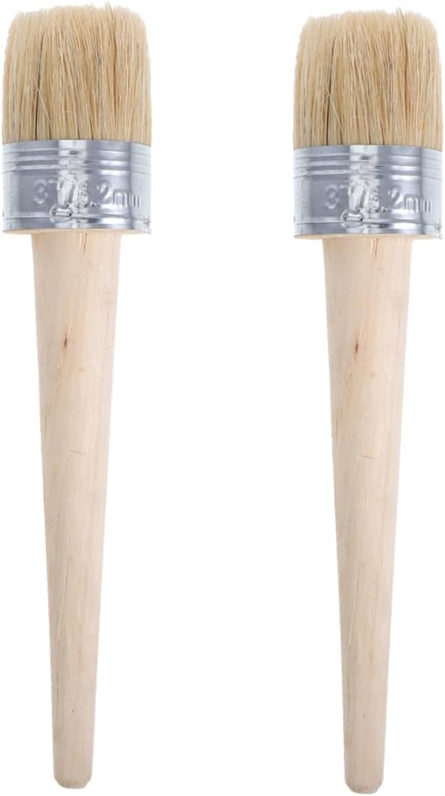 2PCS Round Paint Brushes for Wall Painting Chalk Painting DIY Art Crafts Durable Bristles for Waxing and Home Decor Projects