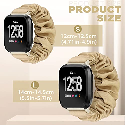 ShuYo Scrunchie Watch Bands for Fitbit Versa/Versa 2 / Versa Lite/Versa SE Women Men,Replacement Soft Nylon Stretchy Wristabnd For Fitbit Versa Smart Watch (Black+Starlight+Smoky purple+Pink, 23mm M) by ShuYo - Image 3