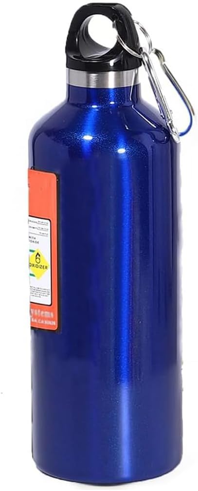 Nitro Water Bottle Stainless Motorsport Bottle 500ml Nitrogen Bottle Design with Carabiner Thermal Insulation Cold Drink Flask Reusable Leakproof Easy to Carry for Camping Sport Outdoor Hiking (Blue)