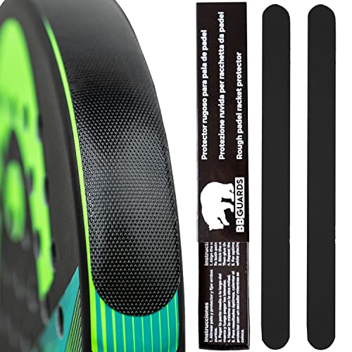 BBGuards Protector Pala pádel Negro Acabado Rugoso (Pack de 2). Protector Marco Pala pádel de Alta caliddad. Protector pádel Negro para máxima protección. Protector Raqueta pádel