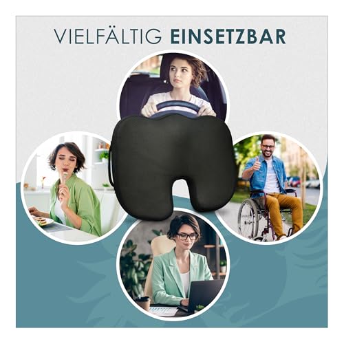 Nachtengel SITZKISSEN ORTHOPÄDISCH MIT Memory Foam – Sitzkissen Stuhl für ergonomischen Komfort & Steißbeinentlastung – Effektives Steißbeinkissen für Büro, Homeoffice & Auto – (Medium 60-90kg)