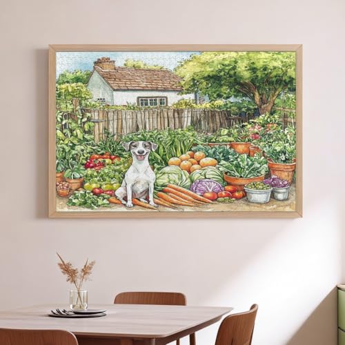 Regalo de rompecabezas de madera de cachorros Whippet y primavera para entretenimiento 2
