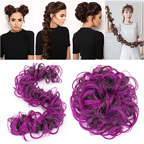 IMISSU Large Size Hairpiece Curly Messy Hair Bun Wrap Scrunchies Elastic Hair Band Donut Updo Chignon Hair Extension Piece for Women Girl (Brown Rose) - Image 4