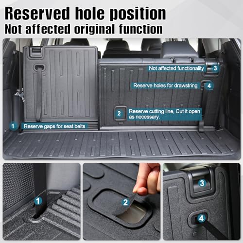 Image of Cargo Mat with Backrest Mat for 2020-2024 2025 2026 Toyota Highlander Car Mat Accessories(Both Hybrid and Gas), TPE All Weather Cargo Liner with SeatBack Cover(Highlander-2 in 1 Trunk Mat)