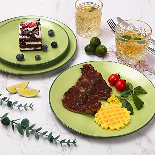 Tp 12-Piece Dinnerware Set, Melamine Dishes Set With Bowls And Plates, Non-Breakable Lightweight Dinner Service For 4, Avocado Green #TOP1