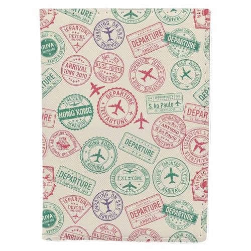 Kaxepren Visa Stamps Passport Holder for Travel Airport Flight City Border PU Leather Passport Cover Wallet Cute Passport Card Holder for Women and Men