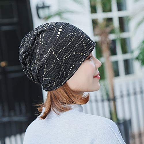 KESYOO boné casual de algodão turbante com faixa de cabeça para adultos (preto), Preto, 29x28cm