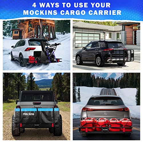 Mockins 60X20X6 Folding Cargo Carrier Hitch Mount With 16Cu Waterproof Cargo Hitch Bag &Net| 500Lb Cap. Trailer Hitch Cargo Carrier | Cargo Hitch Carrier Tow Hitch Cargo Carrier Vehicle Cargo Carriers #TOP1