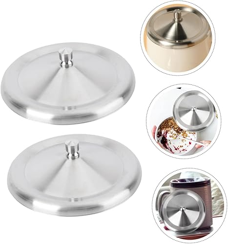 Miniatura 7 de Cabilock 2 tapas pequeñas para tazas pequeñas, de acero inoxidable, para agua, café, té, tapa de sellado, tapa de taza de bebida, cubierta para tapa