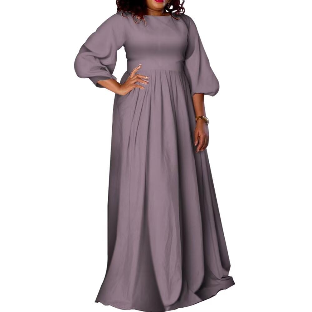 Satin Dresses for Women Elengant Wedding Guest Dress Lady African Dashiki Party Dresses O-Neck Cocktail Long Dress