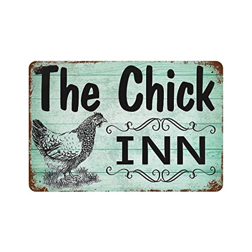 Plaque en métal rétro The Chick Inn Chicken Coop Rustic Hen House Farm Ranch Shopping - 20,3 x 30,5 cm