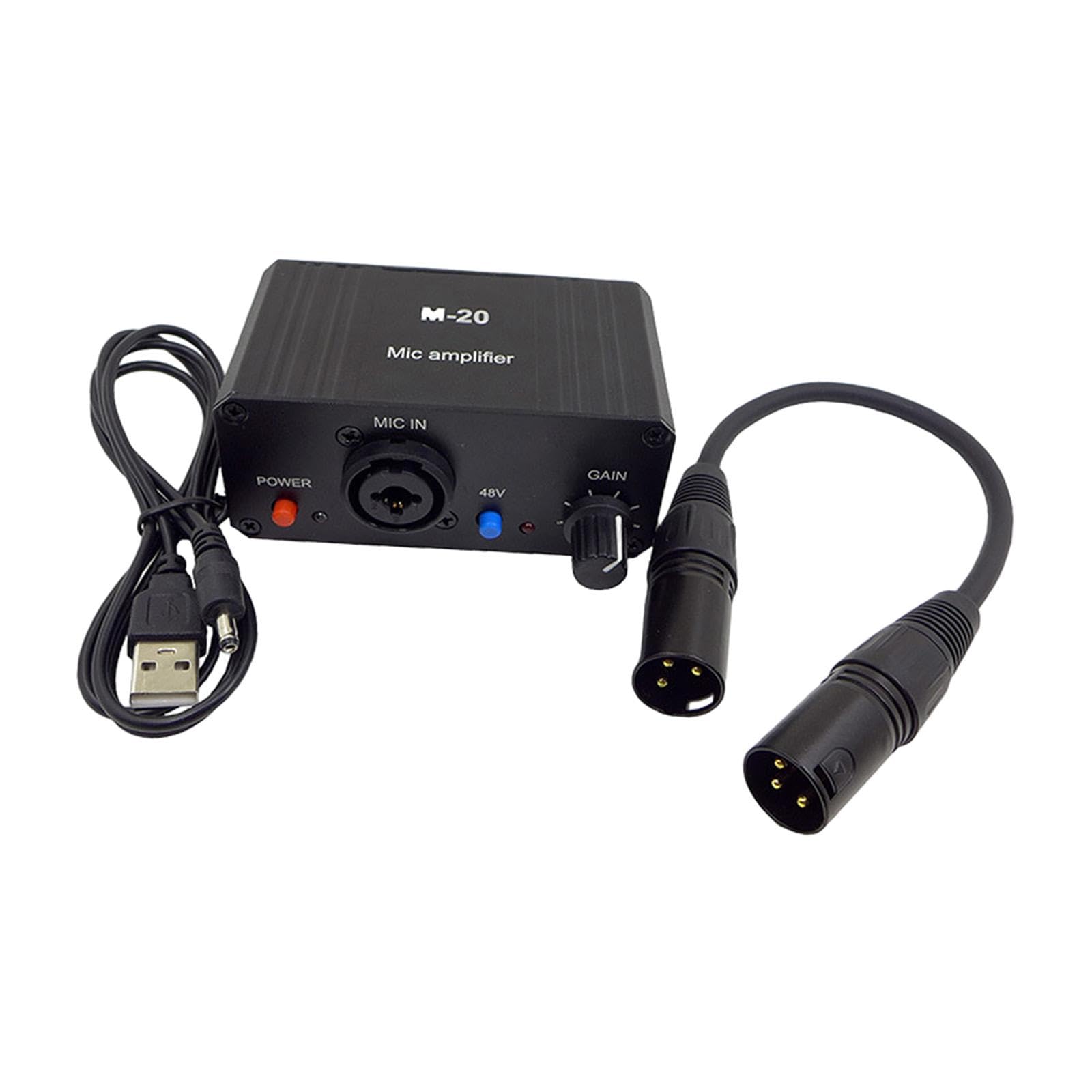 Lot de 2 préamplis de microphone durables pour charge de puissance stéréo Amplificateur de gain XLR mâle vers mâle