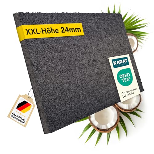 Karat Coconut Doormat for Outdoor and Indoor Use - Door Mat - Dirt Trapper Mat - Coconut Mat Winter Protection with Non-Slip Back for Front Door and Entrance, Made to Measure, Grey, 100 x 100 cm, 2.4