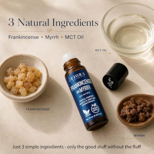 Image of Frankincense and Myrrh Essential Oil Roll-On - 100% Pure Natural and Prediluted Oil Blend, Aromatherapy Massage Oil, Anointing Oil, Frankincense and Myrrh Body Oil for Relaxation & Daily Self-Care