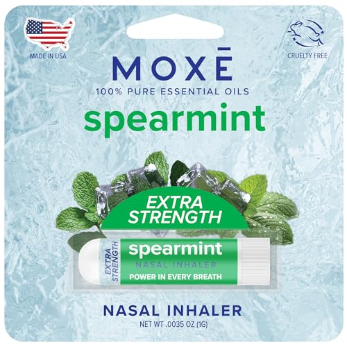 MOXĒ Extra Strength Spearmint Nasal Inhaler | Powerful Menthol & Spearmint for Instant Sinus Relief | Made in The USA | Maximum Strength Aromatherapy for Clear Breathing & Congestion Support