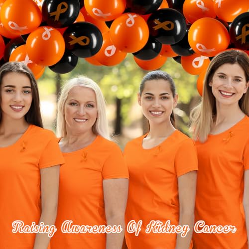 Image of Hungdao 100 Pcs Orange Ribbon Awareness Balloons Leukemia Kidney Cancer ADHD Multiple Sclerosis Hunger Awareness for Public Activity Charity Fundraiser Supplies