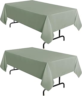 sancua 2 Pack Sage Green Tablecloth 60 x 102 Inch, Rectangle Table Cloth...