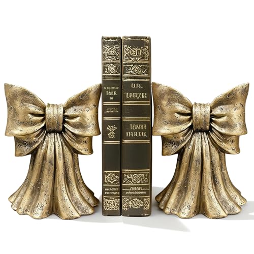 Vintage Gold Bow Book Ends Set of 2 Heavy Duty