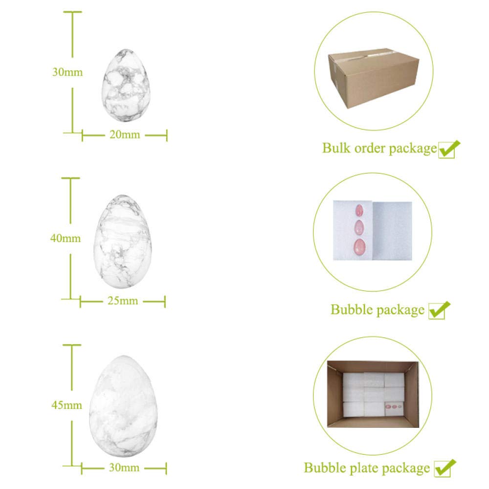 3 Unids/set Perforado Howlite Blanco Natural Turquesa Yoni Huevo Kegel Ejercicio Músculos del suelo pélvico