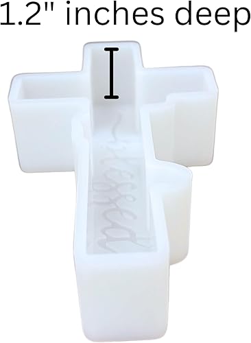 Miniatura 4 de Molde de silicona Freshie de cruz con bendito en cursiva para automóvil, 5 x 2.75 x 1.2 pulgadas, molde religioso cristiano Jesús para cuentas