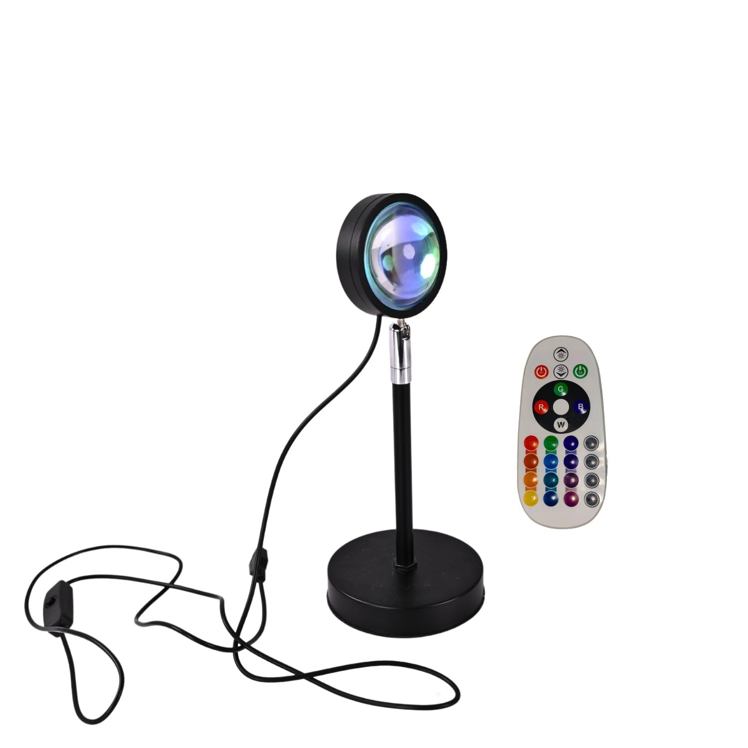 Metal Sunset Projector Lamp - 16 Color LED Light with Remote, Desk Lamp Projection Night Light, 180° Rotation Romantic Sunlight for Bedroom, Party, Photography, Corded Electric, Black