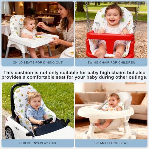 Image of for IKEA High Chair Cushion,with High Chair Pocket Pouch(Animal)