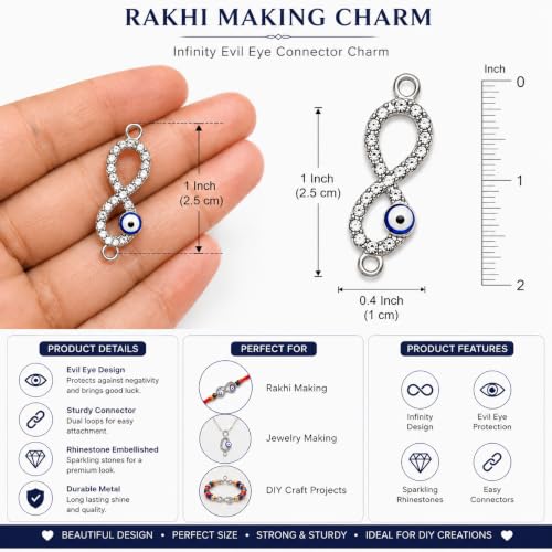 Image of 10 Pc. Evil Eye Charms for Rakhi Making | DIY Nazar Protection Charms for Rakhi, Bracelet, Lumba Rakhi, Necklace, Jewelry & Craft Making | Assorted Design