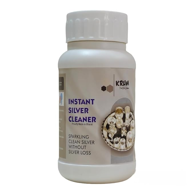 KRUM Instant Silver Cleaning Sparkling Clean Without Silver Loss | Silver dip Jewelry cleaning liquid | Instant silver Polish and Shine Like New, Articles And Silverware -250ml