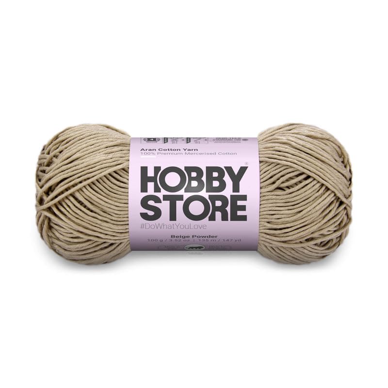 Image of Cotton - Aran Yarn - 100% Mercerised Cotton Aran Yarn for Crochet & Knitting Durable Home Decor (1 ball /100 g) - 403 Beige Powder | Magic Needles