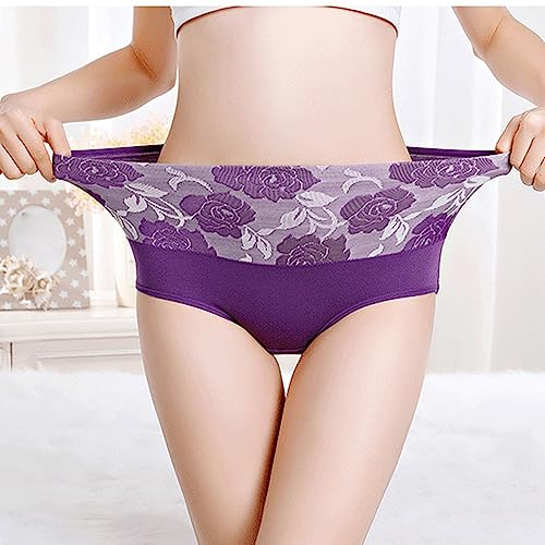 Slip taille haute violet profond en coton sous-vêtements grande taille L - 2