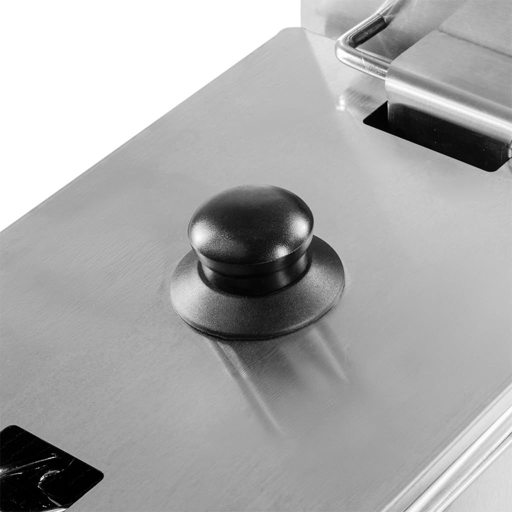 Mega-M Friggitrice elettrica a camera singola da 4 l, 2 kW, regolabile con coperchio, 22 x 40 x 30 cm, acciaio inox 230 V