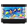 Fake Fish Tank,Virtual Ocean Moving Fish lamp,Fake Aquarium Decor,Realistic Artificial Aquarium Decorations for Bedroom & Office - Black