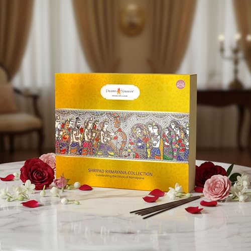 Image of Prabhu Shriram Ramayana Luxury Incense Sticks Gift Box | Natural Low-Smoke Temple Aroma Collection Pack of 10 Divine Scents Premium Long-Lasting Incense for Pooja Yoga & Home Ambience BY RAMALAYA