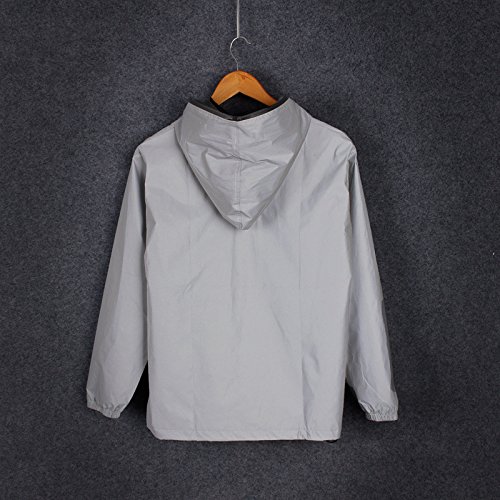 Fangfei Reflective Coat Hooded Windbreaker Fashion Runing Pocket Jacket (L) #TOP3