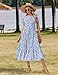 Zeagoo Kleid Damen Sommer Elegant Kurzarm Lang Sommerkleid A Linie Blumenkleid Strandkleid Fließend Midikleid