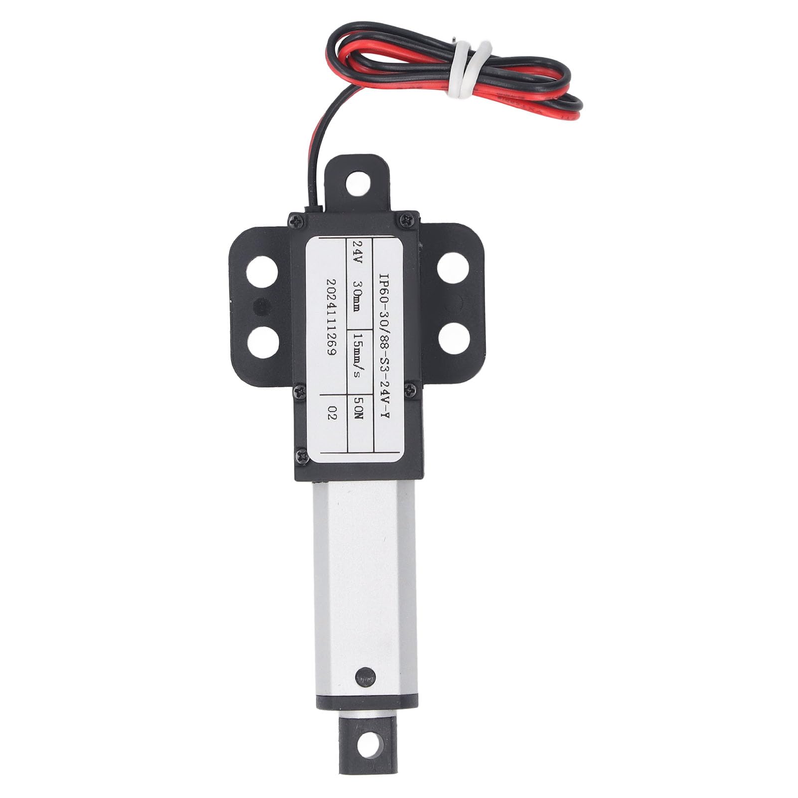 Mini Actuador Lineal Eléctrico de 24 V, Eficiente y Precisa de 30 Mm, con Diseño de Seguridad para la Prueba de Agua IPX4, Material de Aluminio y ABS