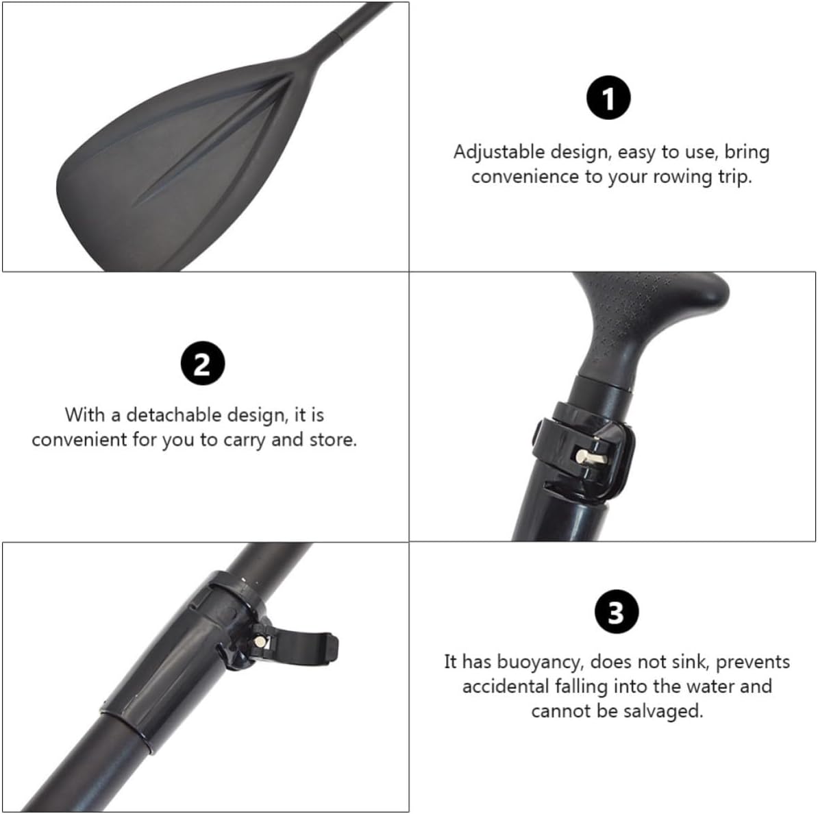 Adjustable Sup Board Paddle 3pcs Aluminum Alloy Inflatable Boat Paddle with Detachable Design and Buoyant Feature Universal for Inflatable Kayak and Water Sports