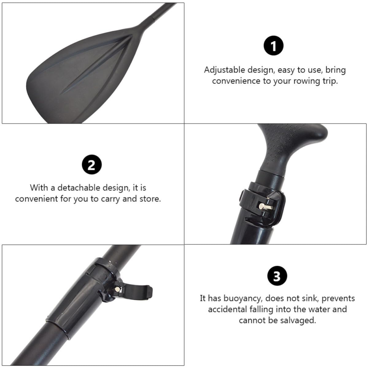 Cabilock Verstellbares Sup Board Paddel mit Abnehmbarem Design 3 Stück aus Aluminiumlegierung Universell für Kajak und Aufblasbare Stand Up Paddle Boards Geeignet