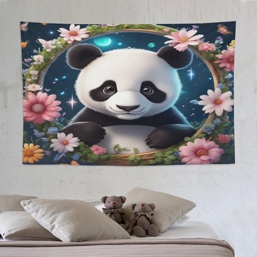 Panda tapisserie murale grand format 150x230cm en tissu leger