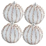 Toddmomy 4 Kersthangende Ballen Versieringen Kleurige Xmas Balls Pendants voor Kerstboomdecoratie Feestelijke Anlages voor Winkelcentra Huizen Feesten