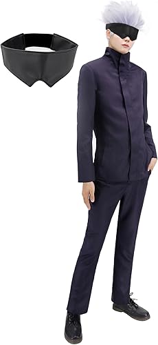 Miniatura 7 de DAZCOS Satoru Cosplay - Parche para ojos vendados, color negro, elástico, de piel sintética, accesorios de disfraz, Negro -